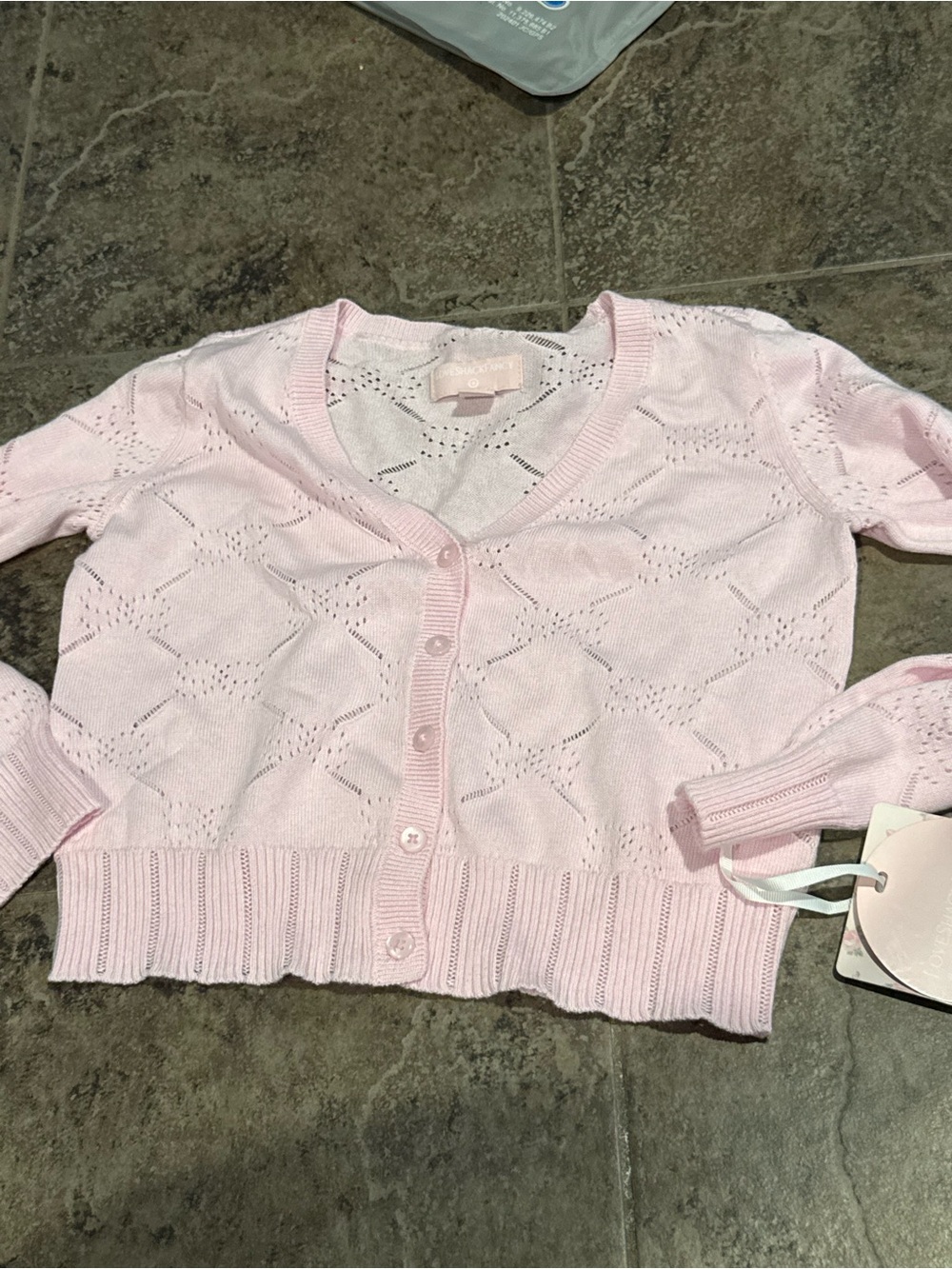 💙 LoveShackFancy YoobiPink V-Neck Button Knit Cardigan Sweater Long Sleeve L